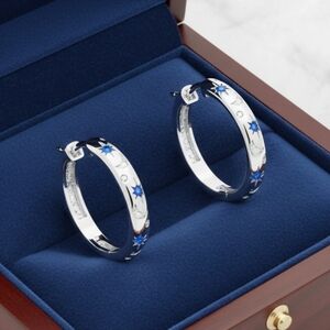 Star and Moon Silver Huggie Hoop Earrings